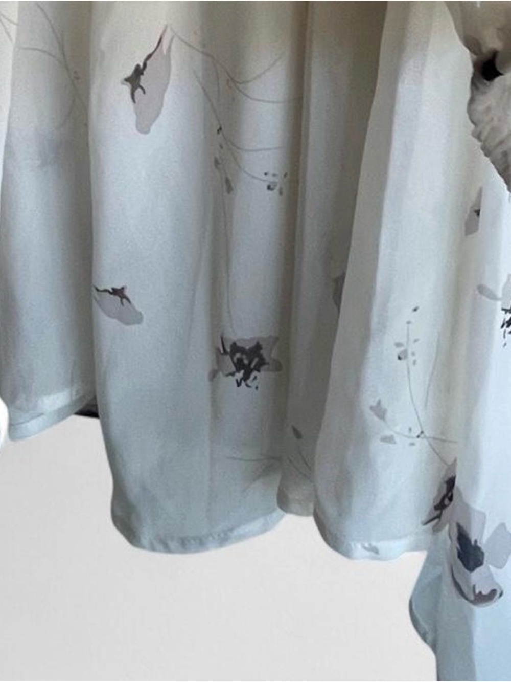 K-Fashion Floral Chiffon Puff Sleeve Smocked Corset Fairy Mini Dress | Cream M - Picture 12 of 16
